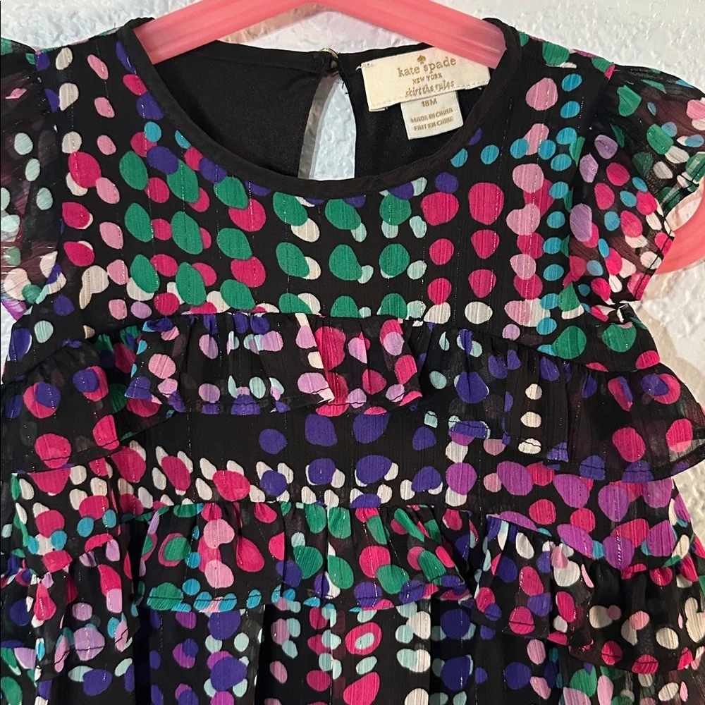 Kate Spade Kids Multicolor Ruffles Flowing Polka Dot Pink Purple Dress 18 months